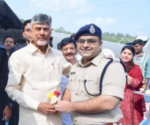 SP Adhiraj Singh Rana Welcomes CM Naidu at Patalaganga Boating Point